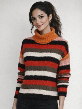 BLFD Womenwear On Trend Striped Knit Multicolor Sweater Size Small